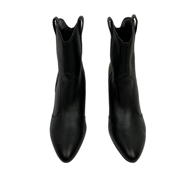 Marc Fisher Carissa Heeled Western Leather Bootie Womens 8M Pointed Toe Black NW - Picture 2 of 12